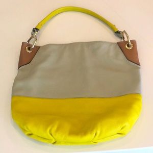 Anthropologie Grey and Yellow Leather Bag!